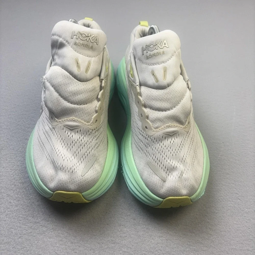 Hoka One One Bondi 8 Shoes Womens Size 9.5 White Running Sneakers 1127952 BDBSO